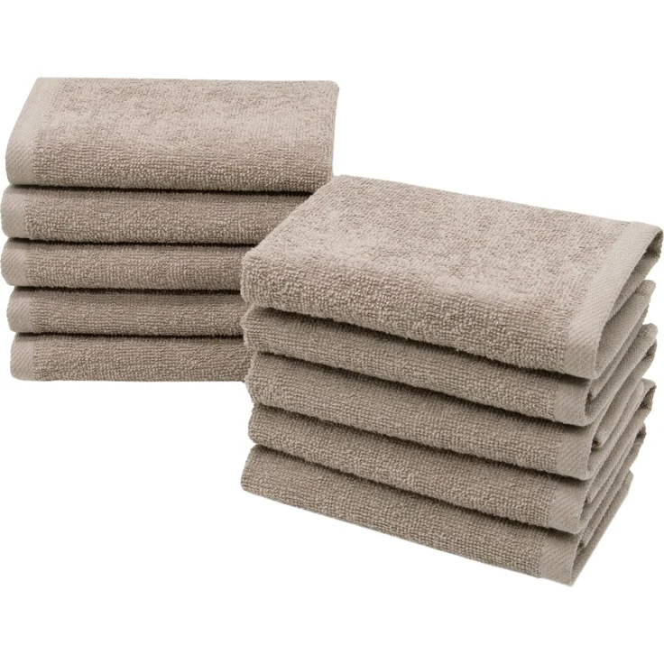 ZOLLNER 10er Set Seiftücher, Baumwolle, 30x30 cm, 420g/qm, hellbraun (braun) – Bild 1