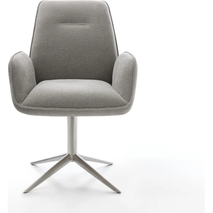 Drehstuhl Zoa-Flex Strukturstoff Soft Grau Fußkreuz Edelstahl 360° drehbar Wippfunktion Taschenfederkern – Bild 2
