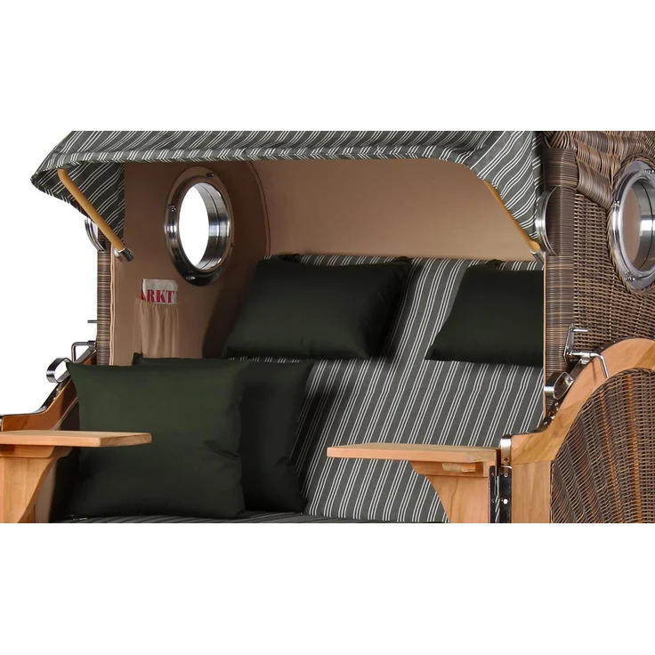 Strandkorb Komplettset - bene living - Ammersee Teak - PE grau - Modell 504 - inkl. Liftersystem – Bild 4