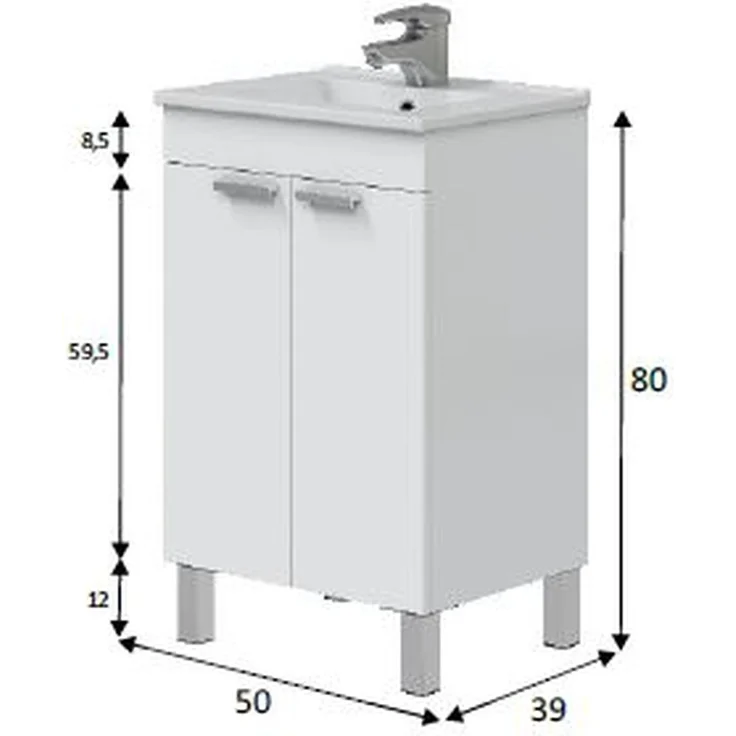 Waschbeckenunterschrank >ECO KIT< in Weiß glänzend - 50x80x39 (BxHxT) – Bild 4