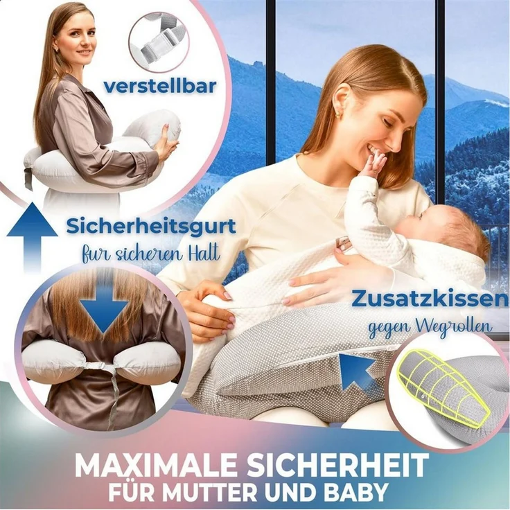 SEI Design Stillkissen Stillkissen mit verstellbarem Hüftgurt, entlastet Schultern und Nacken, mit Sicherheitsgurt, zusätzliches Kissen als Barriere – Bild 3