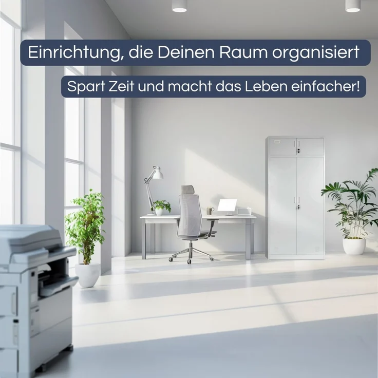 Mehrzweckschrank Metall mit Erweiterung GINA - 185 x 90 x 50 cm Grau | Büroschrank Spind Stahlschrank Archivschrank Aktenschrank Metallschrank – Bild 3