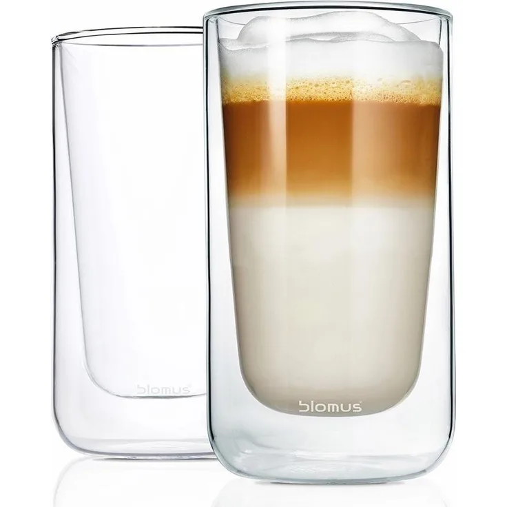 Blomus Nero Latte Machiattogläser-Set, 2-tlg, Thermo-Latte Machiattogläser, Latte Machiattobecher, Glas, Becher, 320 ml, 63655