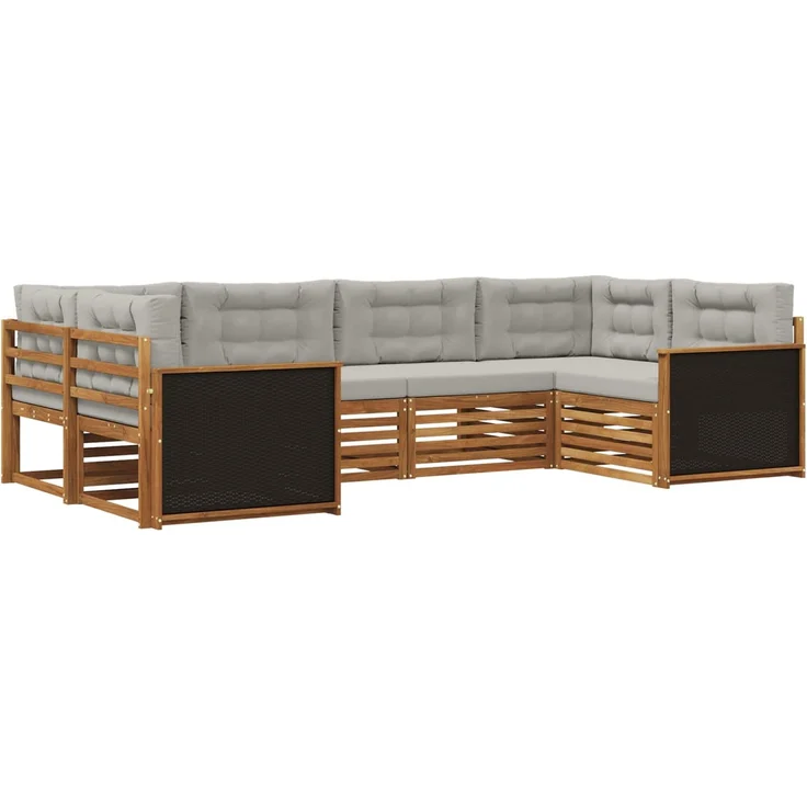vidaXL Outdoor-Sofagarnitur 6 stk. 6-Sitzer Natur und Hellgrau 3383764 – Bild 2