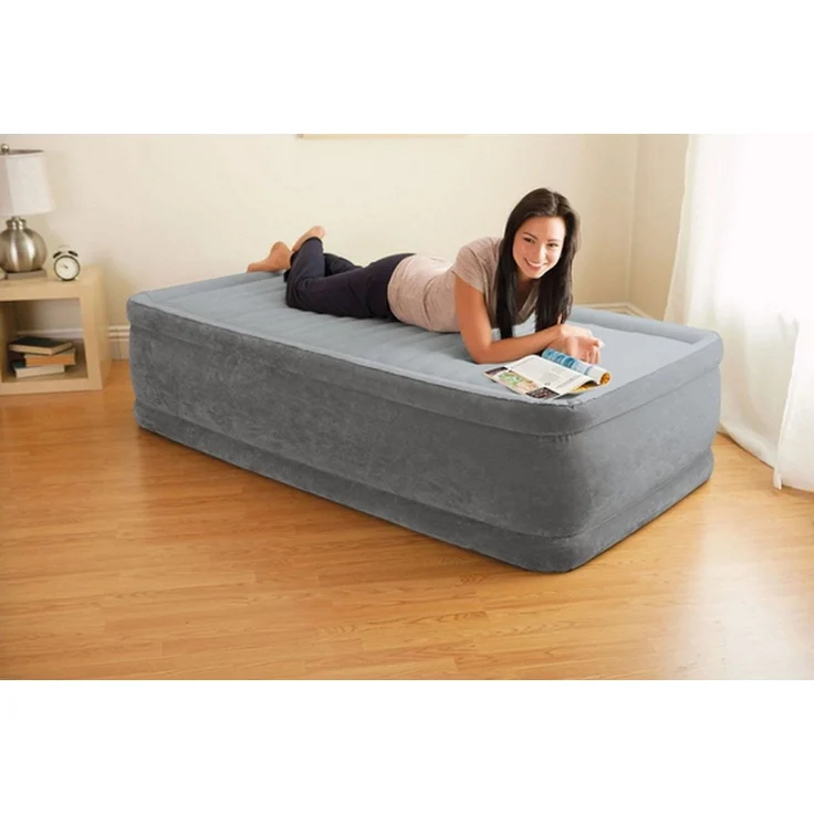 Intex 'Dura-Beam Deluxe Comfort Plush Twin-Size' Luftbett mit integrierter Luftpumpe, grau, 99 × 191 × 46 cm – Bild 2