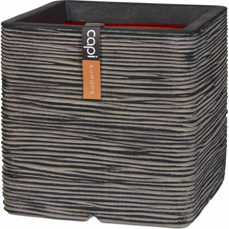 Capi Blumentopf Nature Rib Quadratisch 30x30 cm Anthrazit KOFZ902 424210