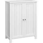 Vasagle Badschrank mit Doppeltür, 2 verstellbare Einlegeböden, MDF weiß, 60 x 80 x 30 cm