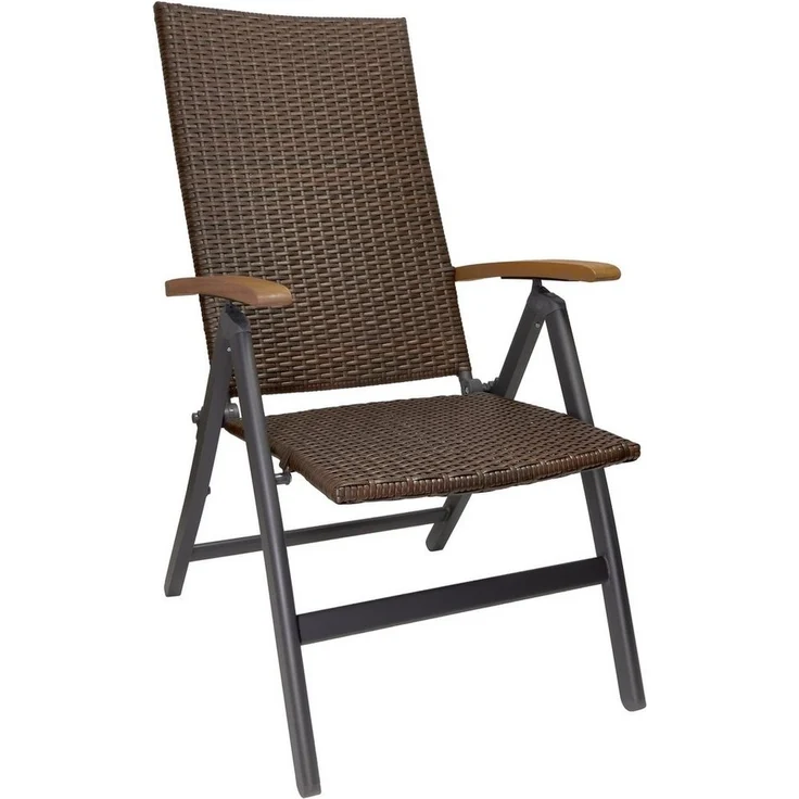 BRUBAKER Gartenstuhl Polyrattan Stuhl "Modena" (Set, 1 St), Metall Hochlehner und Poly Rattan klappbar - 7-Fach verstellbare – Bild 1