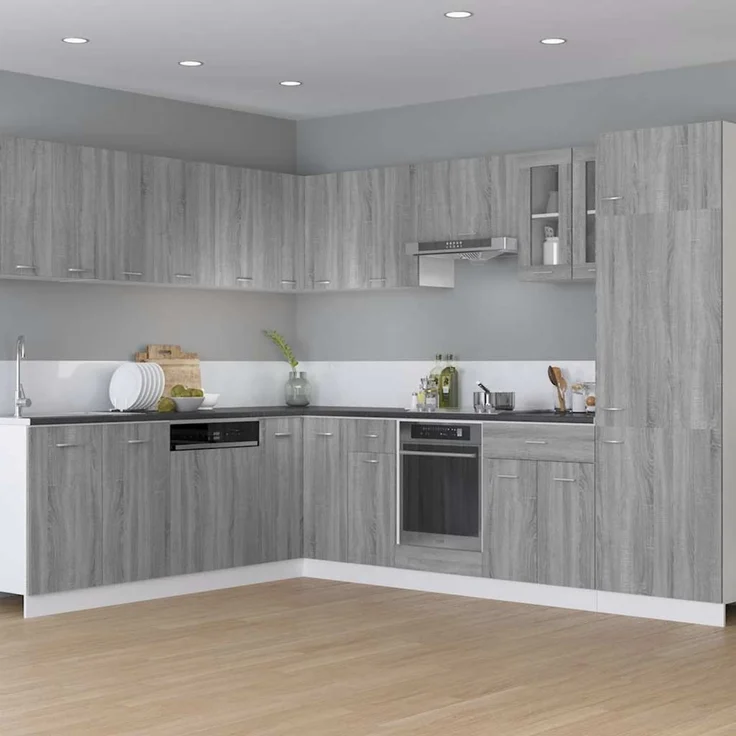 Herdumbauschrank, Küchenschrank Lyon Grau Sonoma 60 x 46 x 81,5 cm Holzwerkstoff – Bild 3