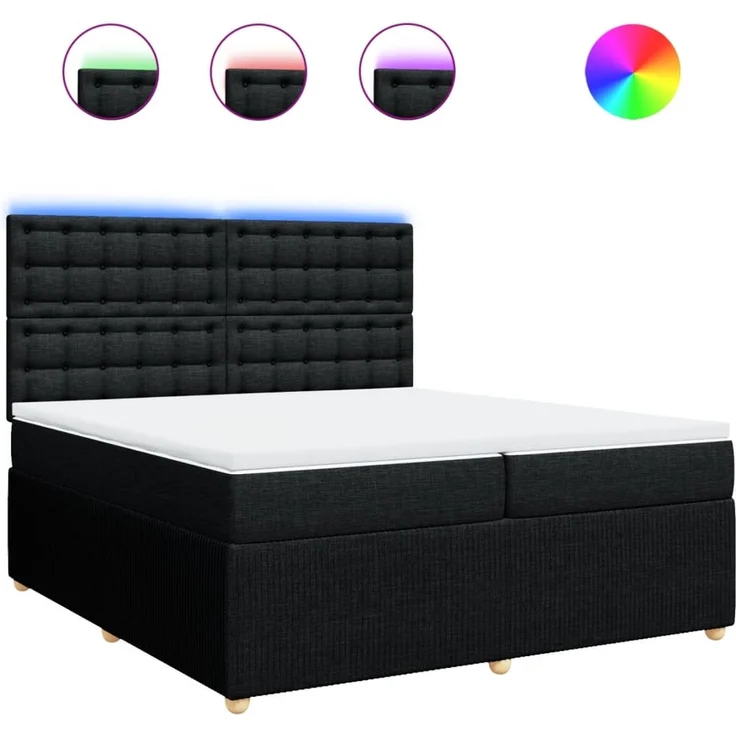 vidaXL Boxspringbett mit Matratze Schwarz 200x200 cm Stoff 3294479 – Bild 2