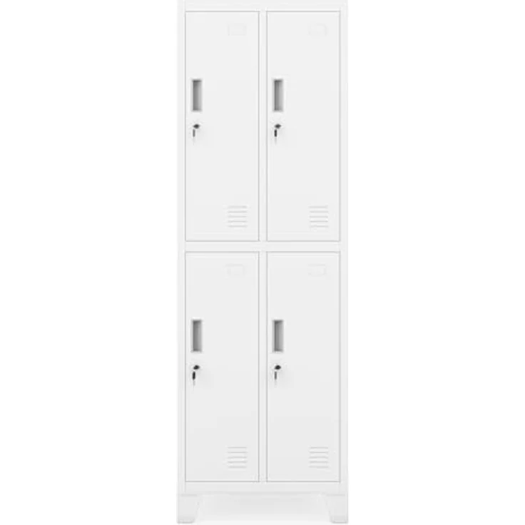 Jan Nowak Spind Metall Schliessfachschrank 4 Fächer Metallschrank abschliessbar 172 x 56 x 45 cm Sozialschrank mit Belueftung Kleiderstange Personalspind – Bild 3