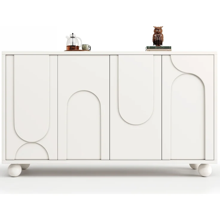 Sideboard 120x35x71 cm mit verstellbarer Ablage – weiß, MDF und Metall – Bild 6