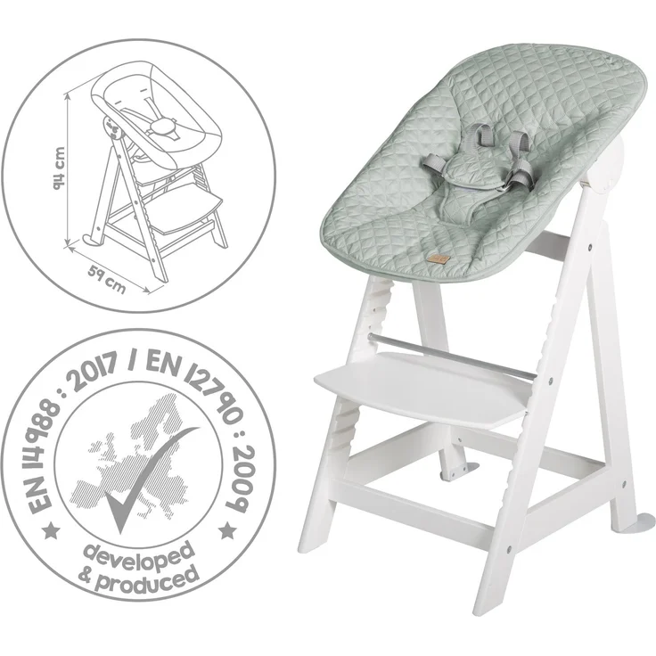 roba Treppenhochstuhl 'Born Up' - Set 2 in 1 - 'roba Style' Frosty green - ab Geburt - Weiß – Bild 5