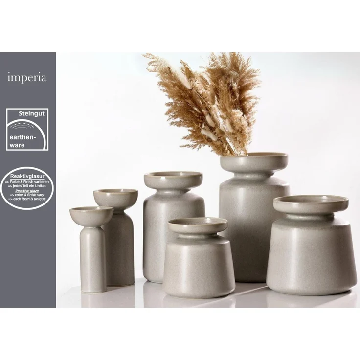 Ritzenhoff & Breker 'IMPERIA' Vase, Steingut grau, 21.5 x 35 x 21.5 cm – Bild 2
