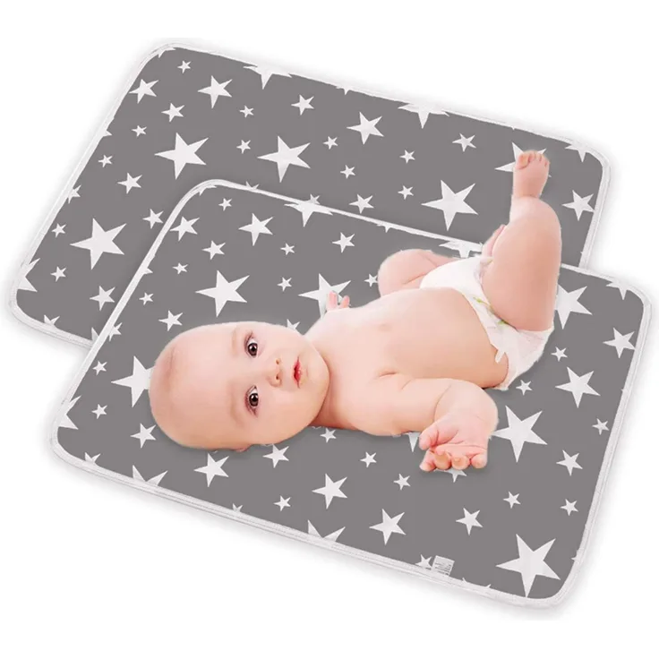 2 Stück Baby Wasserdicht Wickelunterlage für Babys und Kleinkinder Wickelauflage Waschbar Tragbare Faltbar Neugeborene Wickelunterlage Unterwegs 50x70 cm