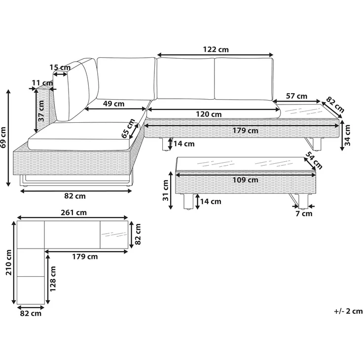 Beliani 'LANCIANO' Ecksofa Lounge Set, Polyrattan grau – Bild 3