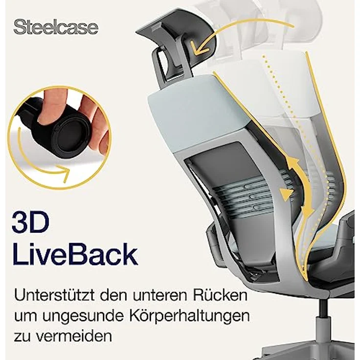 Steelcase Gesture Bürostuhl mit Bezug in Sturmhorizont mit Kopfstütze – Bild 6