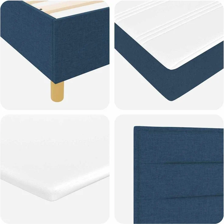 vidaXL Boxspringbett mit Matratze mit Kopfteil Blau 140 x 200 cm Stoff 3341776 – Bild 9