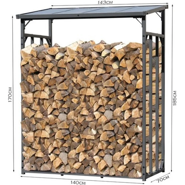 Quick Star Kaminholzregal Außen Metall Basic, Mehrere Größen, Mit / Ohne Wetterschutz, BxTxH:142x70x185 cm, (1-St) – Bild 4