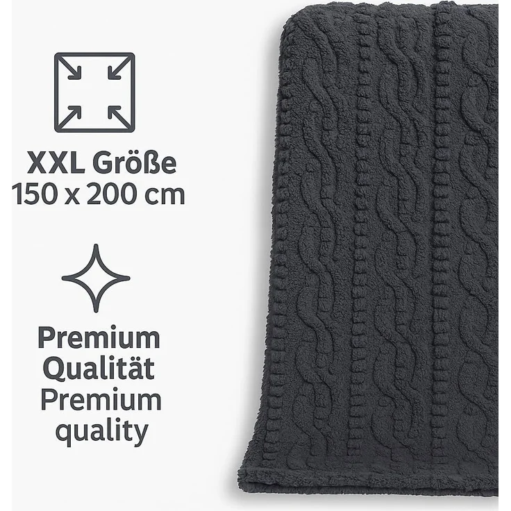 Wohndecke Kuscheldecke BOZEN Ornament Flauschig XXL Größe 150x200 cm, Betz, Wohndecke XXL Warm Sofadecke Decke Couch Fleecedecke – Bild 6