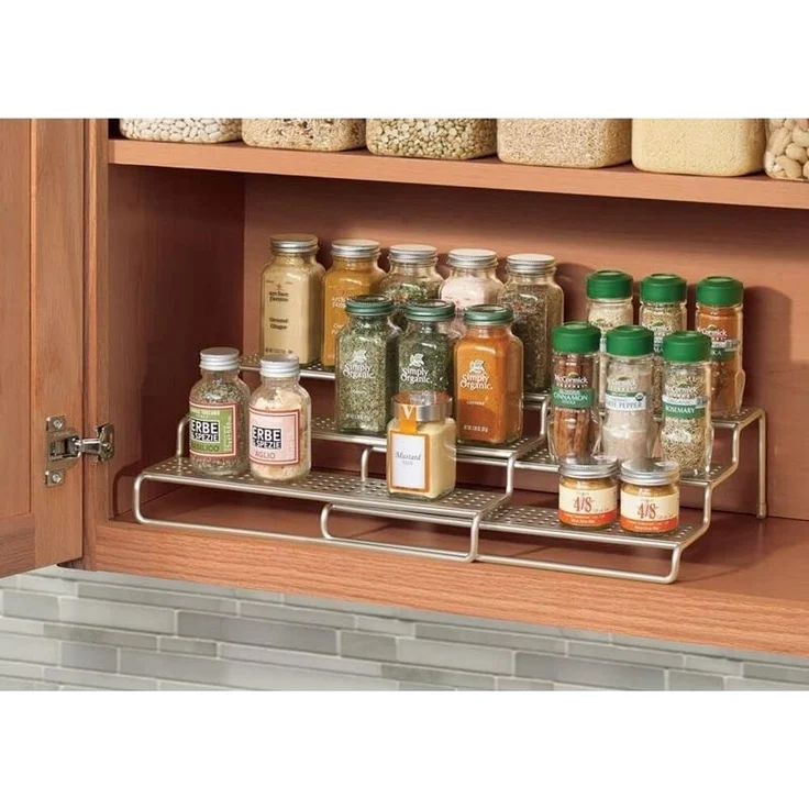 mDesign Gewürzregal Regal Küchenablage Organizer ausziehbar Metall Silber – Bild 3