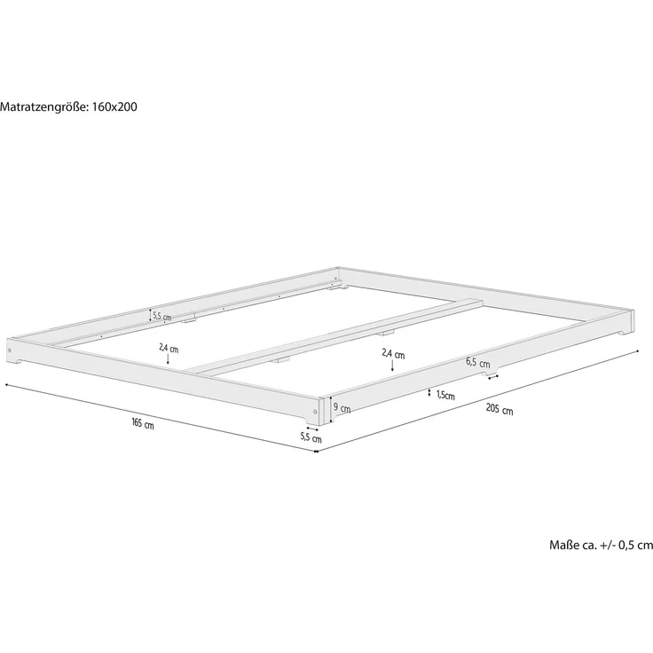 Futonbett bodenbett extra niedriges Studentenbett 160x200 Kiefer lackiert V-60. 47K-16 – Bild 3