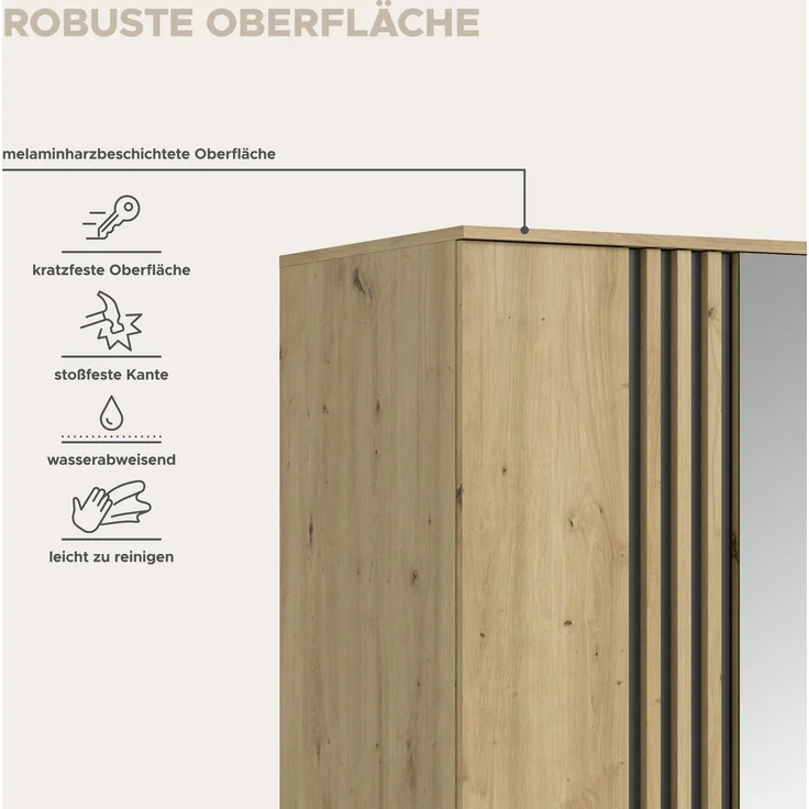 Tofta Kleiderschrank 3-türig in Artisan Eiche Nachbildung – Bild 7