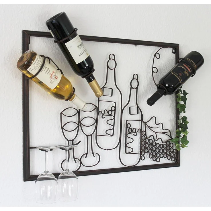 Wandbild Weinregal 091975 Flaschenständer Metall 64 cm Flaschenhalter Wandregal – Bild 5