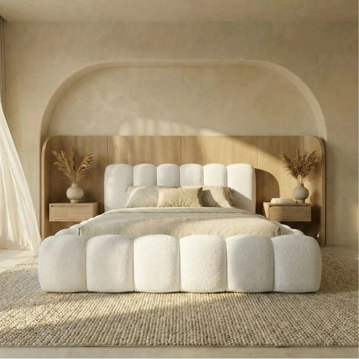 thematys Polsterbett CLOUD mit Bettkasten, 140x200cm, Bezug: Davis, Farbe: Weiß, mit 23cm Taschenfederkernmatratze H2 – Bild 1