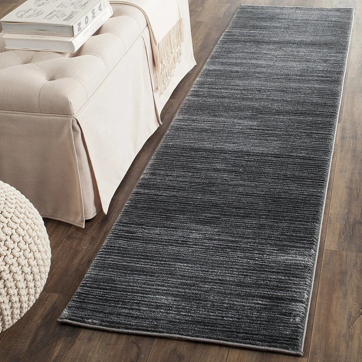 SAFAVIEH Modern Teppich für Wohnzimmer, Esszimmer, Schlafzimmer - Vision Collection, Kurzer Flor, Grau, 66 X 244 cm