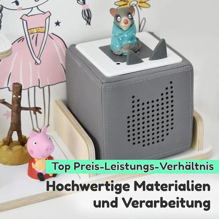 stadtecken Holzregal für Musikbox I Giraffe, mittel I Geeignet für die Toniebox und ca. 30 Tonies I Perfekte Tonie Aufbewahrung im Kinderzimmer I Zum Aufstellen oder Aufhängen – Bild 5