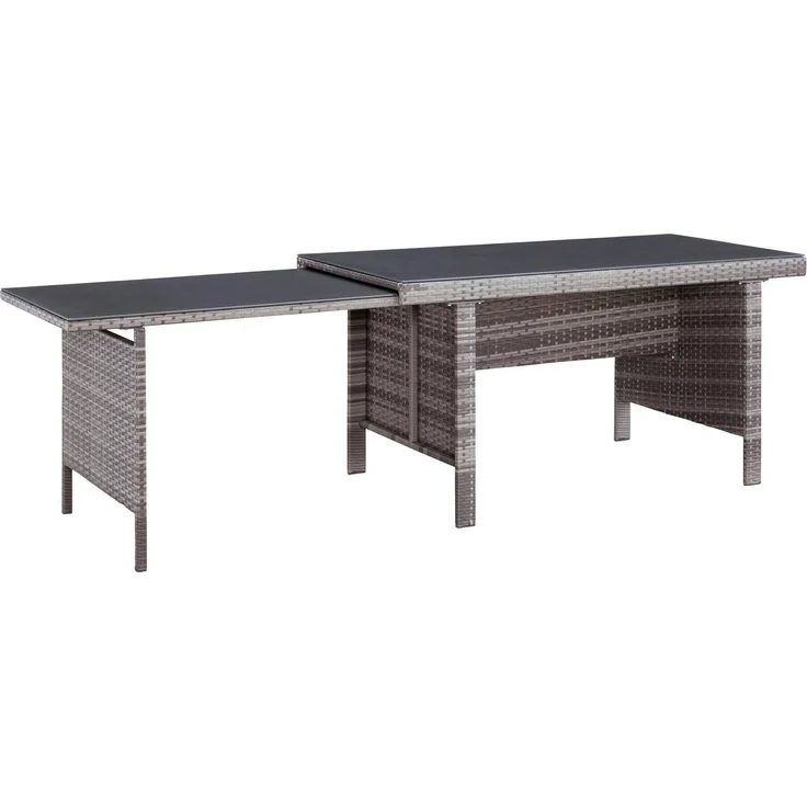 KONIFERA Garten-Essgruppe Parla, (Set, 21-tlg, 6xSessel, 1x AZ-Tisch 150-242,5cm,2x Hocker,inkl. Auflagen, Polyrattan), 2 der 6 Sessel sind verstellbar, Grau, Tischplatte aus Sicherheitsglas – Bild 3