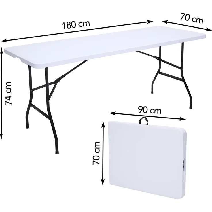 Brixy Klapptisch - Klapptisch - 180 x 70 x 74 cm - Campingtisch - Gartentisch - Tragbar - Weiß – Bild 10