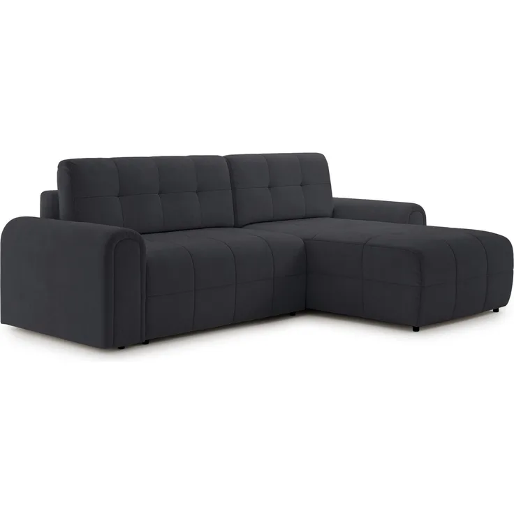 Selsey Simolla – Ecksofa mit Schlaffunktion und Bettkasten, rechts, Chenille, Anthrazit,