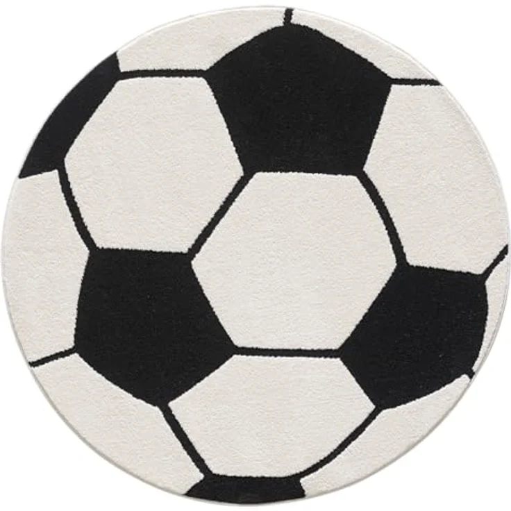 Carpetia Kinderteppich Runder Fußball-Teppich Kinderzimmer & Spielzimmer in schwarz weiß, rund, Höhe: 12 mm – Bild 6
