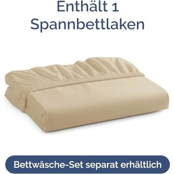 Spannbettlaken 120x200 Beige 40 cm Steghöhe - Luxuriöses Spannbetttuch für Einzelbett - Passt auf Matratzen bis zu 40 cm Höhe - Weiches, knitterfreies und atmungsaktives Bettlaken - Einzelpackung – Bild 4