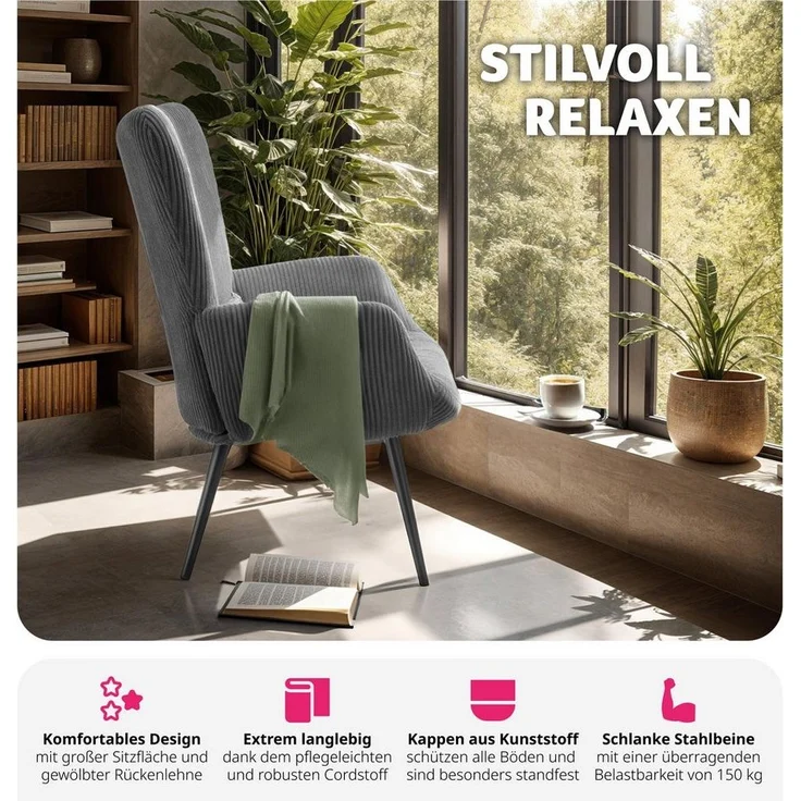 tectake Relaxsessel Sessel, gepolstert – Bild 2