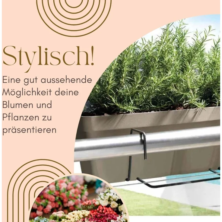 GarPet Balkonkasten 2er Set Blumenkasten Balkon Geländer Halterung Wasserspeicher 50 cm – Bild 3