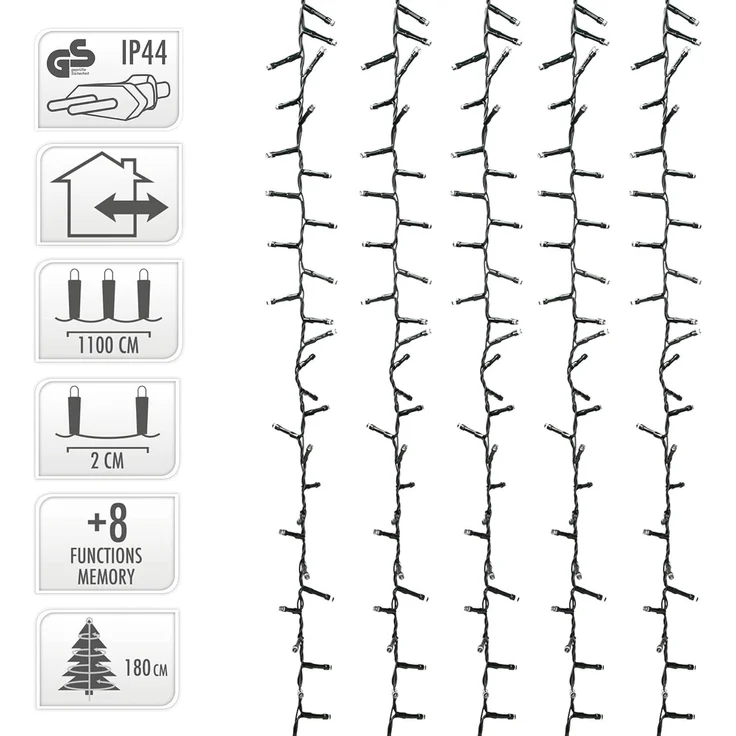 ECD Germany LED Cluster Lichterkette 11m Länge, 560 LEDs, Extra Warmweiß, 3m Stromkabel, IP44, Clusterlichterkette Büschellichterkette für Weihnachten Weihnachtsbaum Weihnachtsbeleuchtung, Innen/Außen – Bild 4
