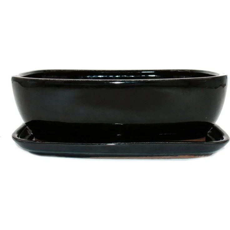 Exotenherz Pflanzschale Bonsai-Schale Unterteller Gr. 5 Schwarz Anthrazit rechteckig GB5 L 31cm (1 St) – Bild 3