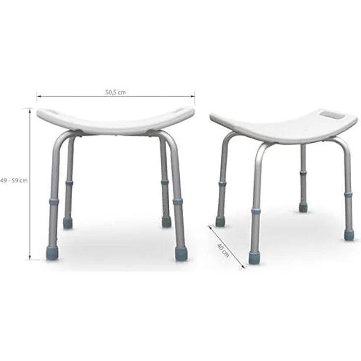 QUIRUMED Badezimmerhocker, höhenverstellbar, orthopädisch, PVC-Sitz, ergonomisch, rutschfeste Enden, weiße Farbe, für Senioren – Bild 3