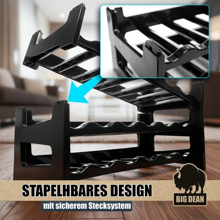 BigDean Flaschenregal Flaschenregal stapelbar für 12 Flaschen Weinregal, Set 2-tlg, Modular, Erweiterbar, Werkzeugfrei, Robust, Standsicher – Bild 4