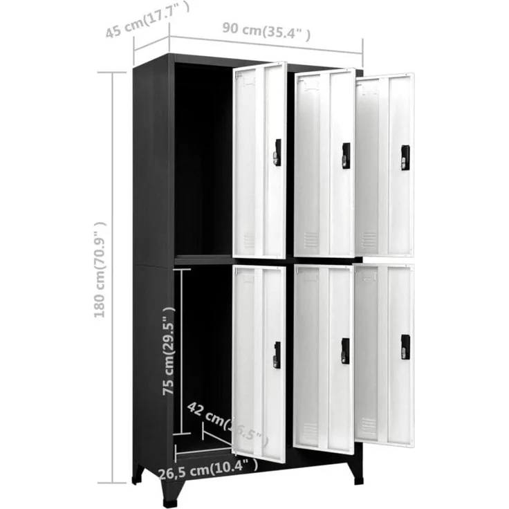 vidaXL Schließfach Metallschrank Lagerschrank Aktenschrank Spind 90 x 45 x 180 cm – Bild 2