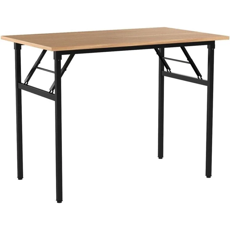 Klappbarer Computertisch 100x60x75cm Teak Schwarz – Bild 5