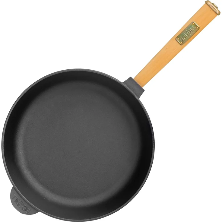 Gusseisenpfanne 24 cm Bratpfanne aus Gusseisen tief Induktion Holzgriff Schmortopf Pfanne – Bild 7