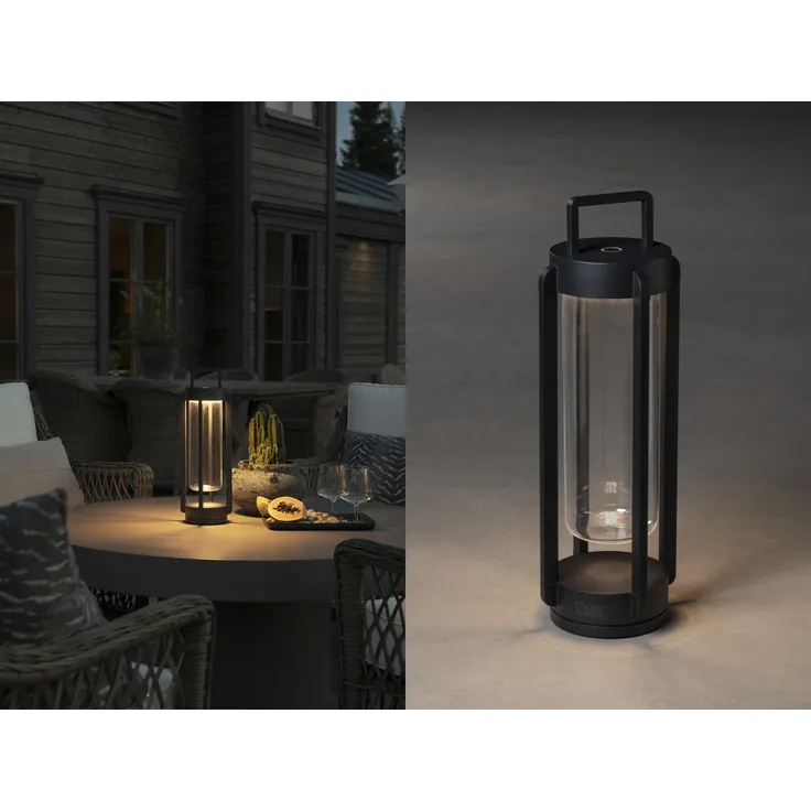 KONSTSMIDE 7823-750 USB Laterne Otranto schwarz 44cm dimmbar