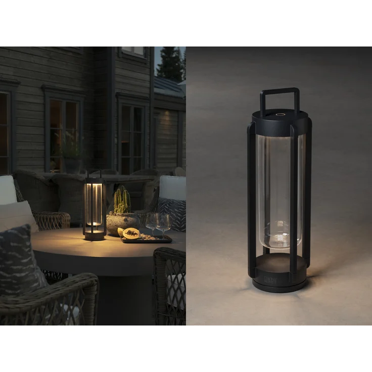 KONSTSMIDE 7823-750 USB Laterne Otranto schwarz 44cm dimmbar – Bild 1