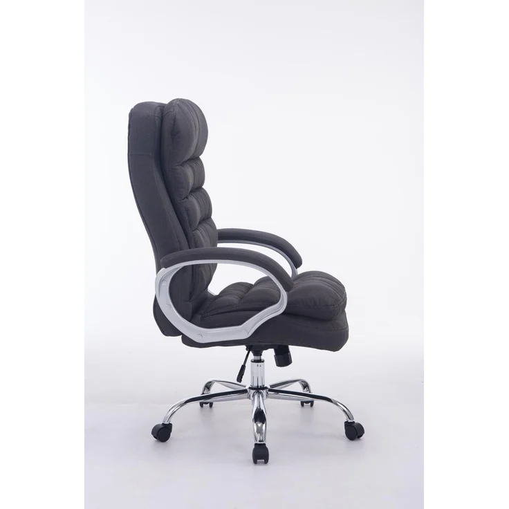 DELUKE® Bürostuhl SOUK Stoff - 116x68x77, Dunkelgrau Stoff Metall in Chromoptik Gestell ergonomische Bürostühle Homeoffice Stuhl mit Rollen – Bild 3