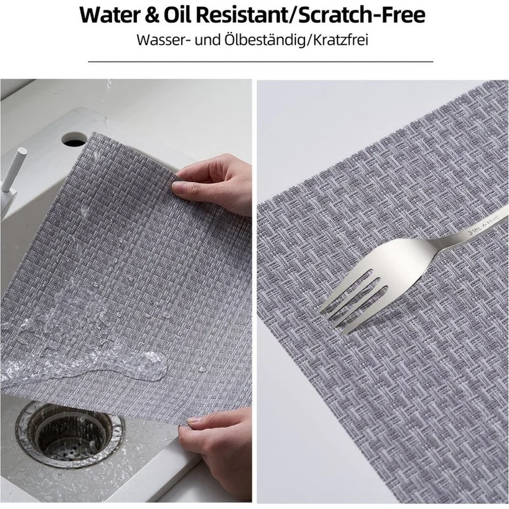 Simurq Platzset - Tischsets Abwaschbar / Rutschfest und Waschbar, (Platzdeckchen in 45x30 cm - Tischunterlage -, 6-St, Set mit 4 oder 6 Tischsets), Tischuntersetzer für Esszimmer und Küche – Bild 3