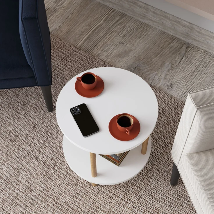 Beistelltisch Ves 49xØ42 cm Weiß [en. casa] – Bild 2